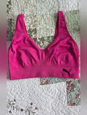Puma Sports Bra in Hot Pink with Black Logo